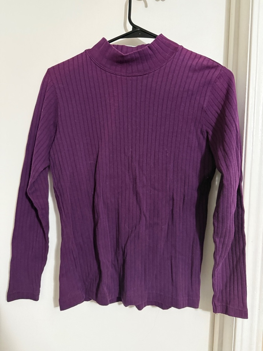 Pierre Cardin Purple Ribbed Mock Neck Top